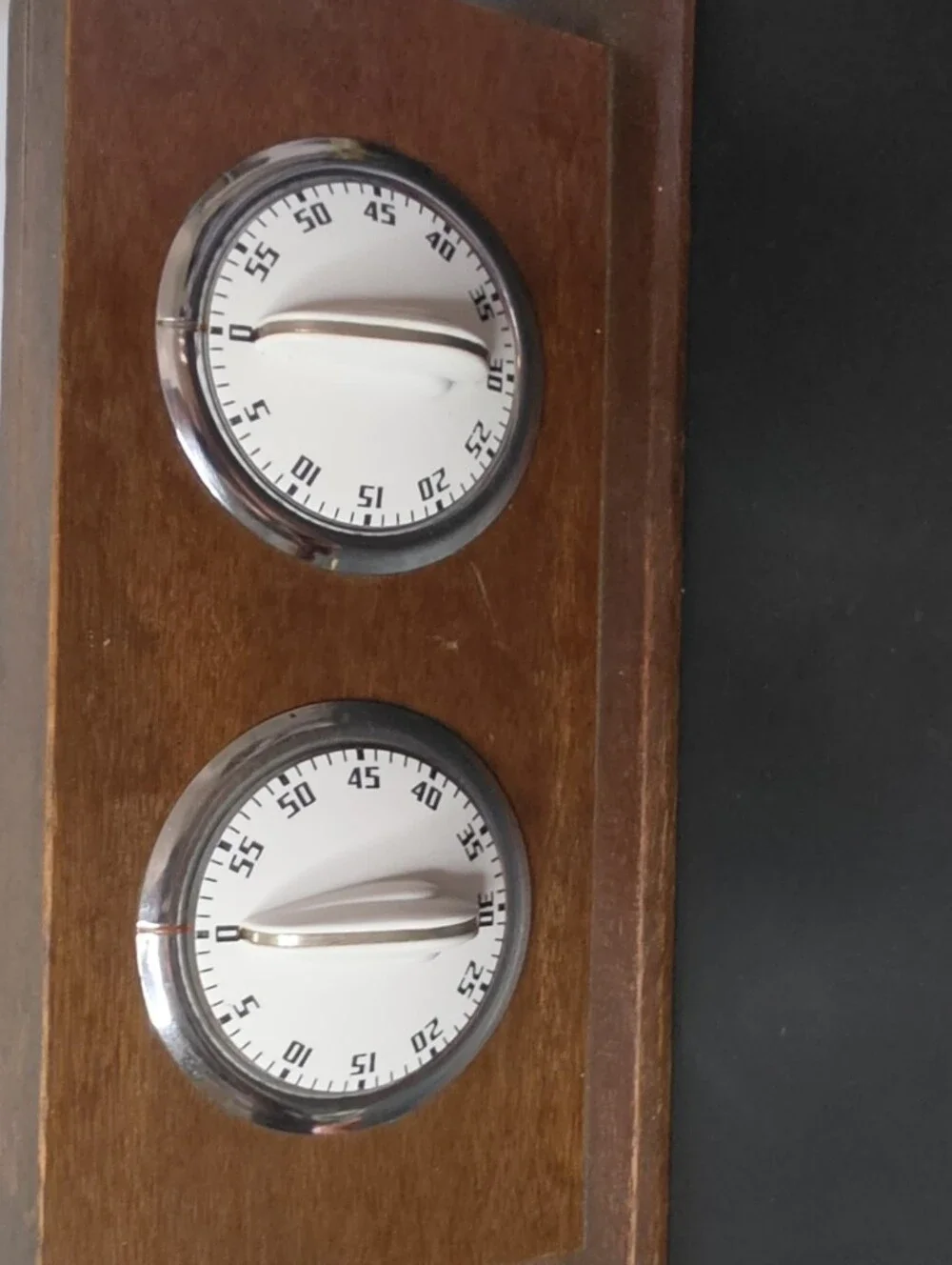 Wooden Dual Dial Wall Timer - Brown